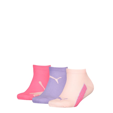 PUMA Kids' Sneaker Socks 3 pack, pink/ purple, small-THA
