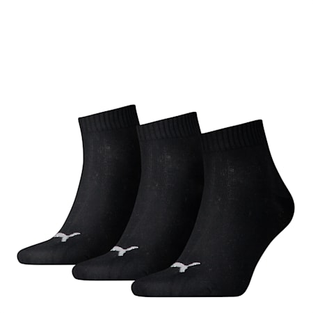 PUMA Unisex Quarter Socks 3 Pack, black, small-IDN