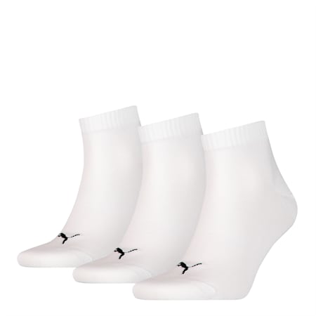PUMA Unisex Quarter Socks 3 Pack, white, small-PHL