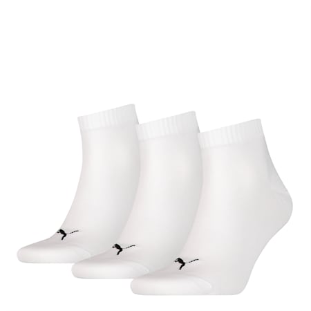 PUMA Unisex Quarter Socks 3 Pack, white, small-THA