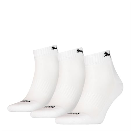 ถุงเท้าข้อสั้นเสริมแผ่นรอง PUMA สไตล์ยูนิเซ็กซ์แพ็ค 3 คู่, white, small-THA