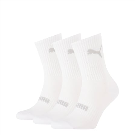 PUMA Unisex Short Socks  3 pack, white, small-SEA
