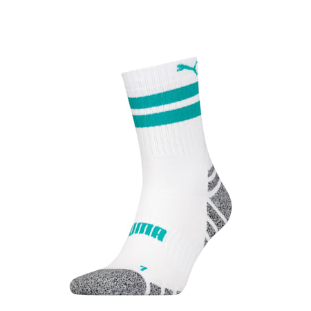 PUMA Unisex Short Cushion Socks, white / green, small-PHL