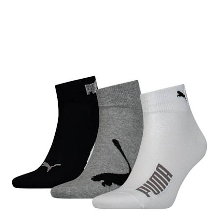 PUMA Unisex Quarter Socks 3 Pack | white / grey / black | PUMA Shoes | PUMA