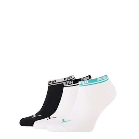 PUMA Unisex Sneaker Socks 3 pack, white / black, small-THA
