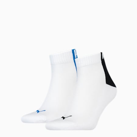 Lot de 2 paires de chaussettes trois-quarts color block à logo pour homme PUMA, white combo, small