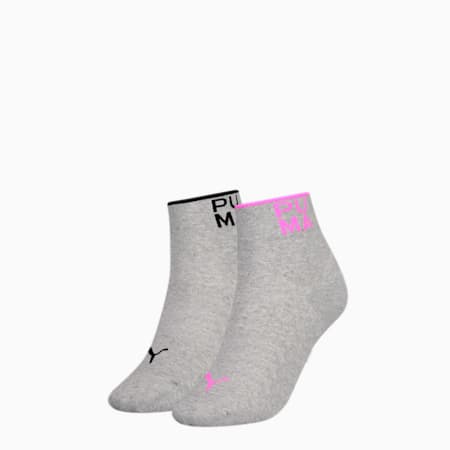 Lot de 2 paires de chaussettes basses à logo pour femme PUMA, light grey, small