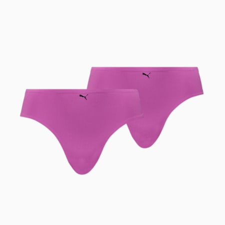 PUMA Women's One Size Brief 2 Pack, purple, small