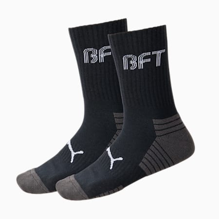 PUMA x BFT Cushioned Unisex Socks - 2 pack, black, small-AUS