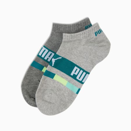PUMA Kids' Sneaker Socks 2 Pack, grey combo, small