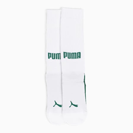 PUMA Men's Front Logo Crew Socks 2 Pack, green / white, small