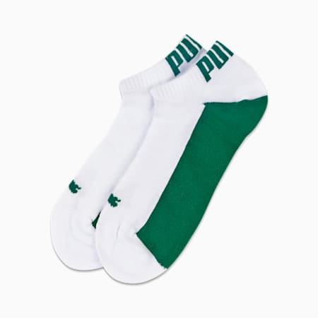 PUMA Men's Logo Sneaker Socks 2 Pack, green / white, small