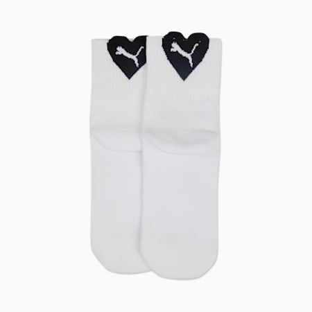 Damskie krótkie skarpety PUMA Heart (dwupak), white / black, small