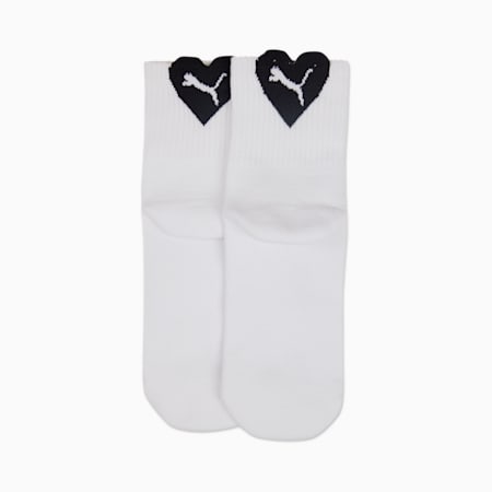 PUMA Women's Heart Short Socks 2 Pack, white / black, small