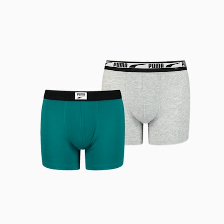 PUMA Boys' Patch Logo Boxer 2 Pack, green combo, small