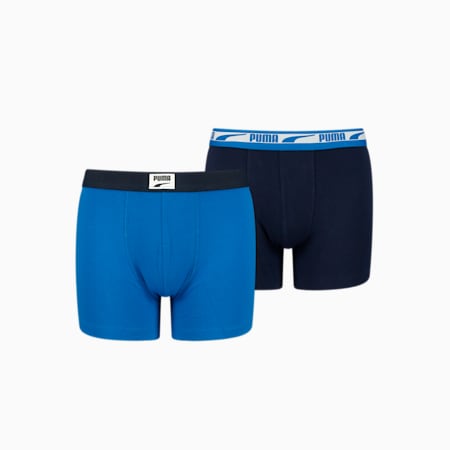 PUMA Boys' Patch Logo Boxer 2 Pack, blue combo, small