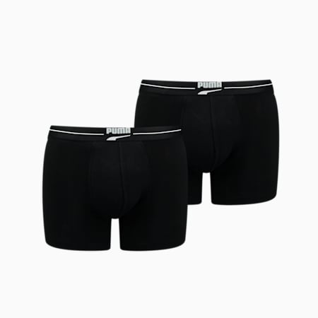 PUMA Gentle Retro Boxershorts voor Heren, set van 2 stuks, black/black, small