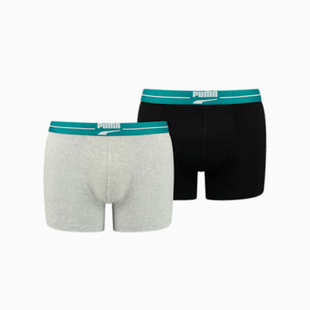 Lot de 2 boxers PUMA Gentle Retro pour homme, grey / green, small