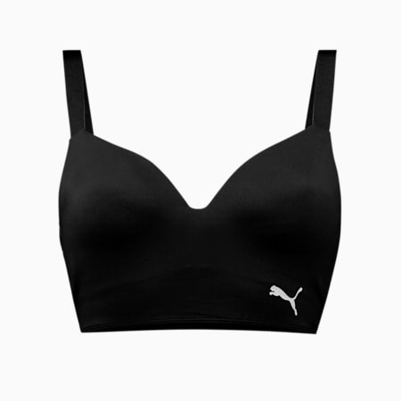 PUMA Swim Women's Longline Padded Bikini Top, black combo, small