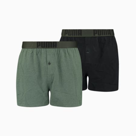 PUMA Men's Loose Fit Jersey Boxer 2 pack, Forest, small