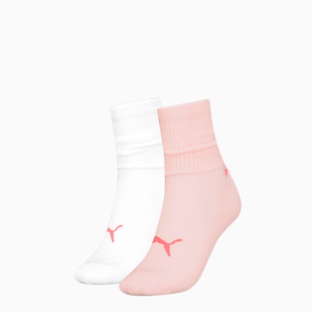 PUMA Women's Slouch Crew Socks 2 pack, light pink, small