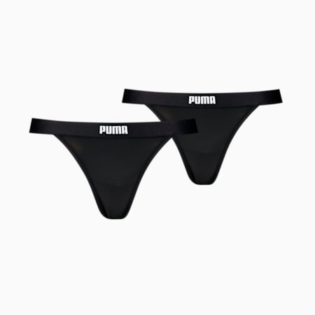 PUMA Women's String Thongs 2 Pack, black, small