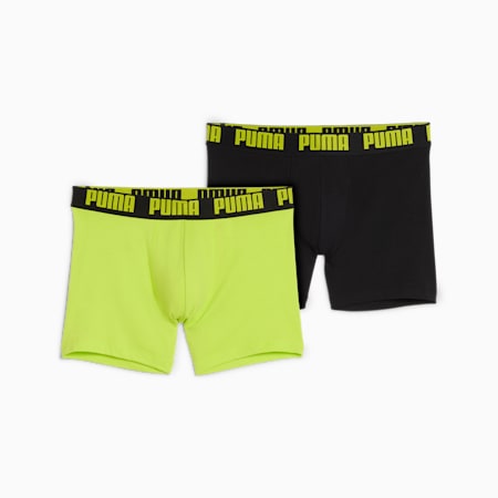 PUMA Men's Boxer Briefs 2 pack, LIME SMASH / BLACK, small