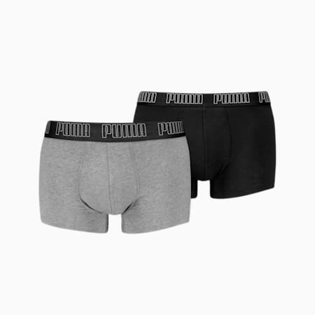 PUMA Men's Trunks 2 pack, middle grey melange / black, small