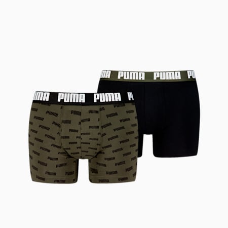 PUMA Men's Boxer Briefs 2 pack, Forest, small