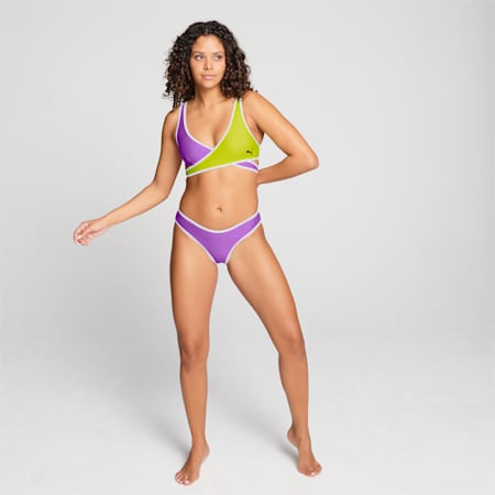 PUMA Women's Short Swim Top, purple combo, small