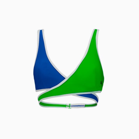 PUMA Women's Short Swim Top, blue / green, small