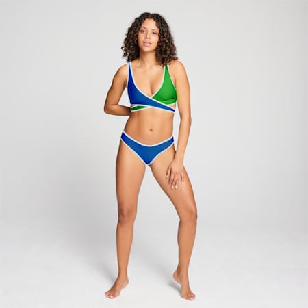 PUMA korte bikinitop voor dames, blue / green, small