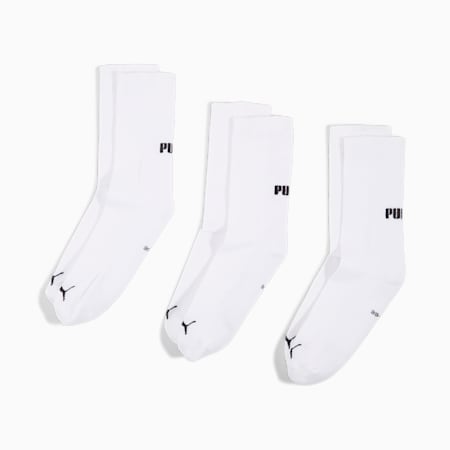 PUMA uniseks lange sokken, set van 3 paar, white, small