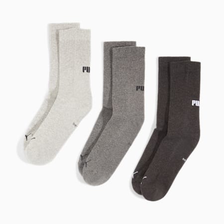 PUMA uniseks lange sokken, set van 3 paar, grey combo, small