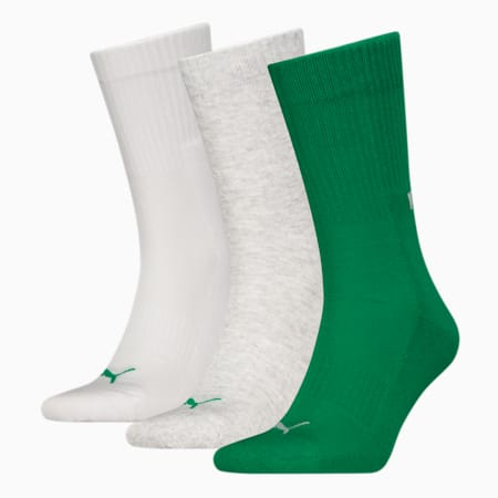 PUMA uniseks lange sokken, set van 3 paar, green combo, small