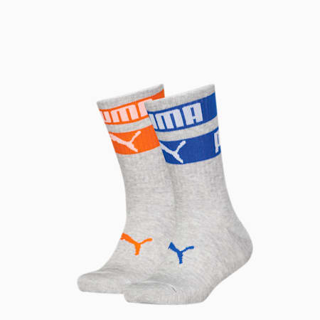 PUMA klassieke sokken voor kinderen, set van 2 paar, light grey melange, small
