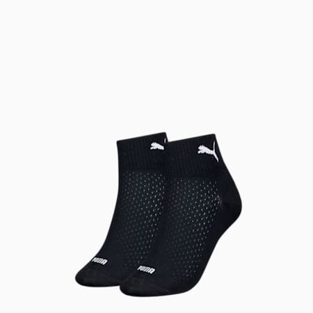 PUMA Women's Quarter Socks 2 pack, black, small