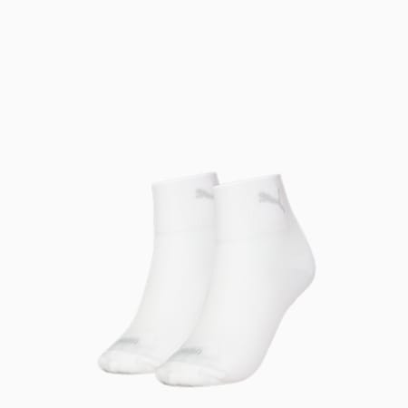 PUMA Women's Quarter Socks 2 pack, white, small