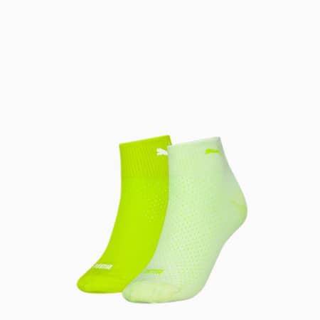 PUMA korte sokken voor dames, set van 2 paar, lime, small
