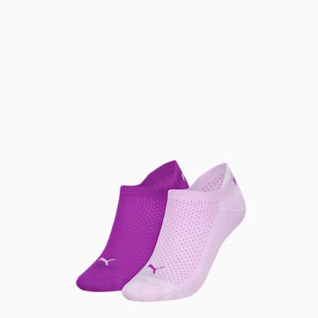 PUMA sneakersokken voor dames, set van 2 paar, purple combo, small