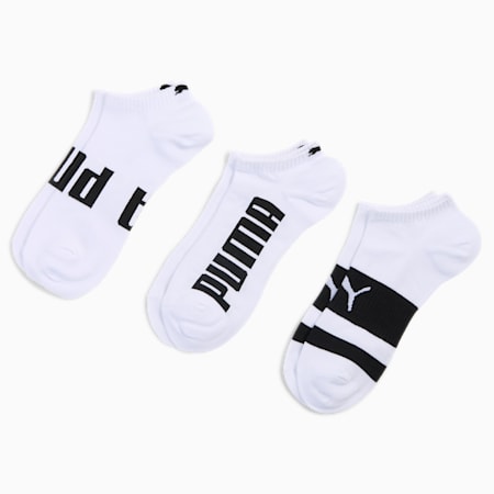 PUMA Unisex Sneaker Socks 3 pack, white combo, small