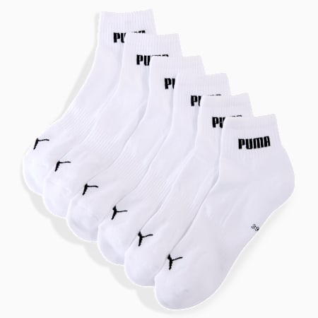 PUMA Unisex Quarter Socks 3 pack, white, small