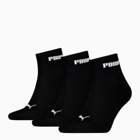 PUMA Unisex Quarter Socks 3 pack, black, small