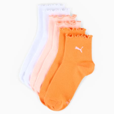 Lot de 3 paires de chaussettes mi-montantes Femme, flame orange / white, small