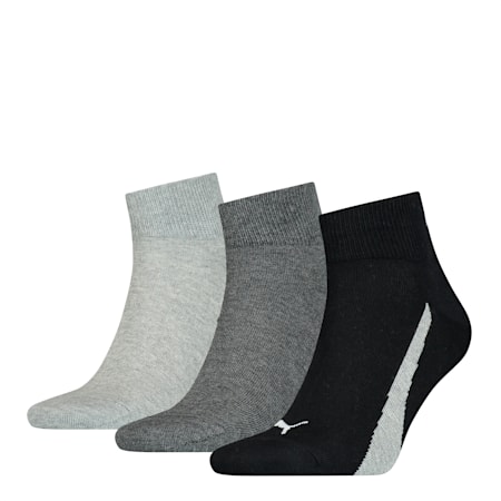 PUMA Unisex Quarter Socks 3 Pack, black / white, small-SEA