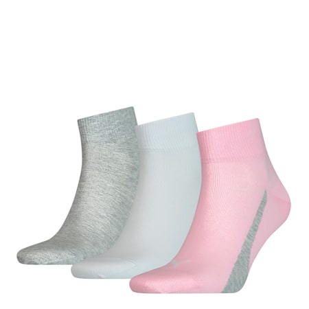 PUMA Unisex Quarter Socks 3 Pack, basic pink, small-SEA