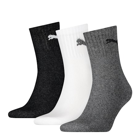 Short Crew Socks 3 Pack Unisex, grey/white/black, small-SEA