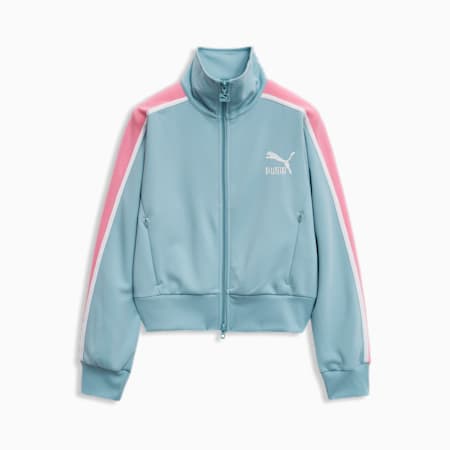 T7 테이핑 트랙 자켓 W<br>T7 Taping Track Jacket W, Turquoise Surf-Pink Lilac-Puma White, small-KOR