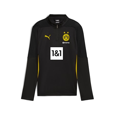 Borussia Dortmund Training Quarter-Zip Top Youth, PUMA Black-Faster Yellow, small