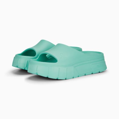 Mint green puma slides hotsell